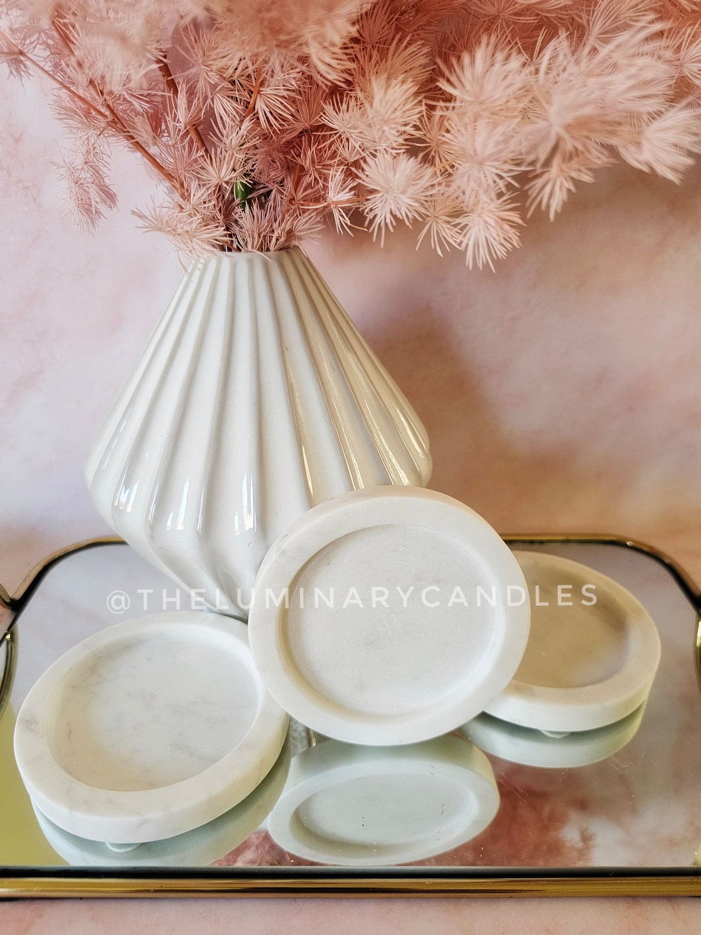 Candle Tray - Marble white