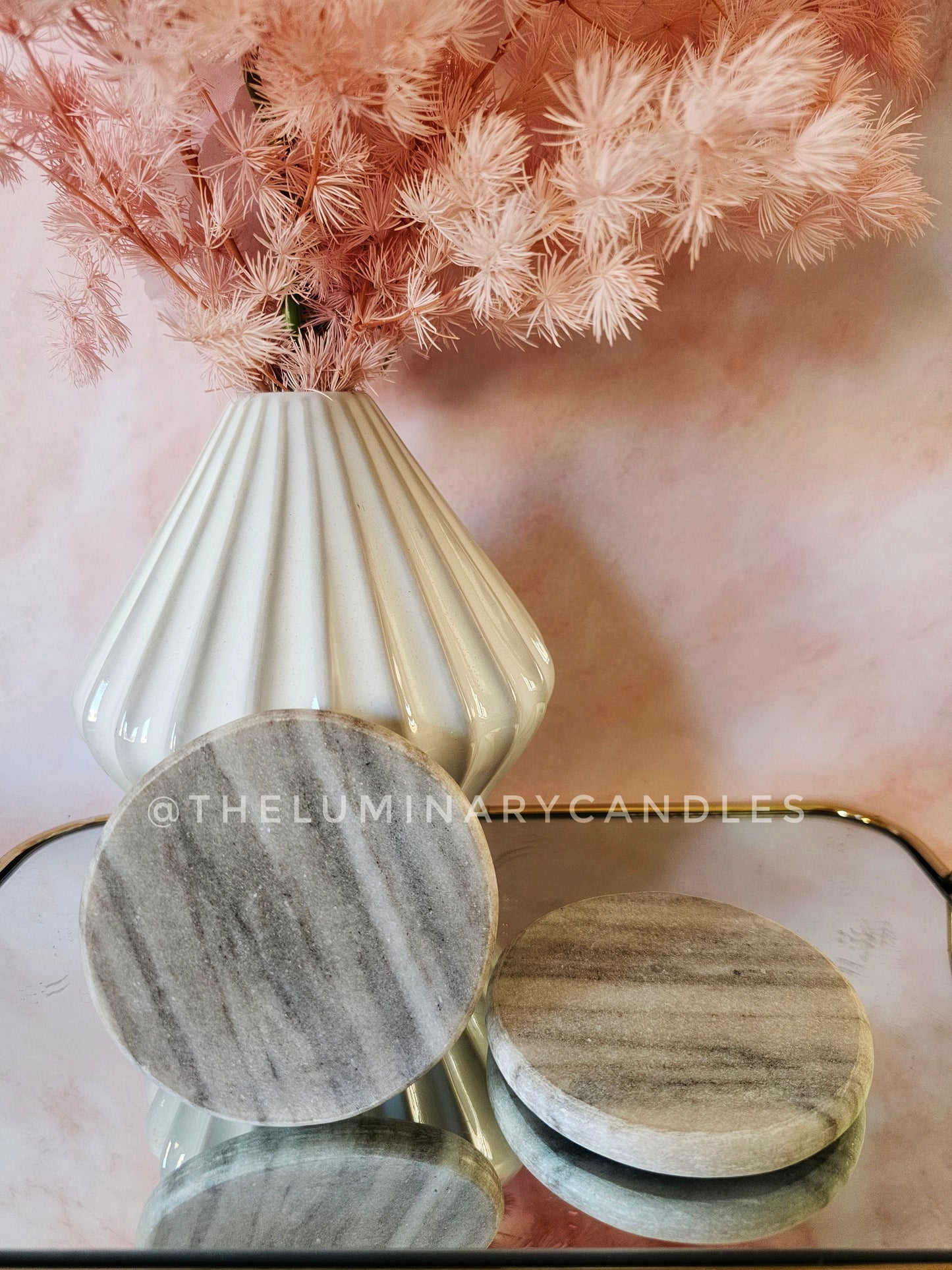 Candle Coaster Tray - Marble natural