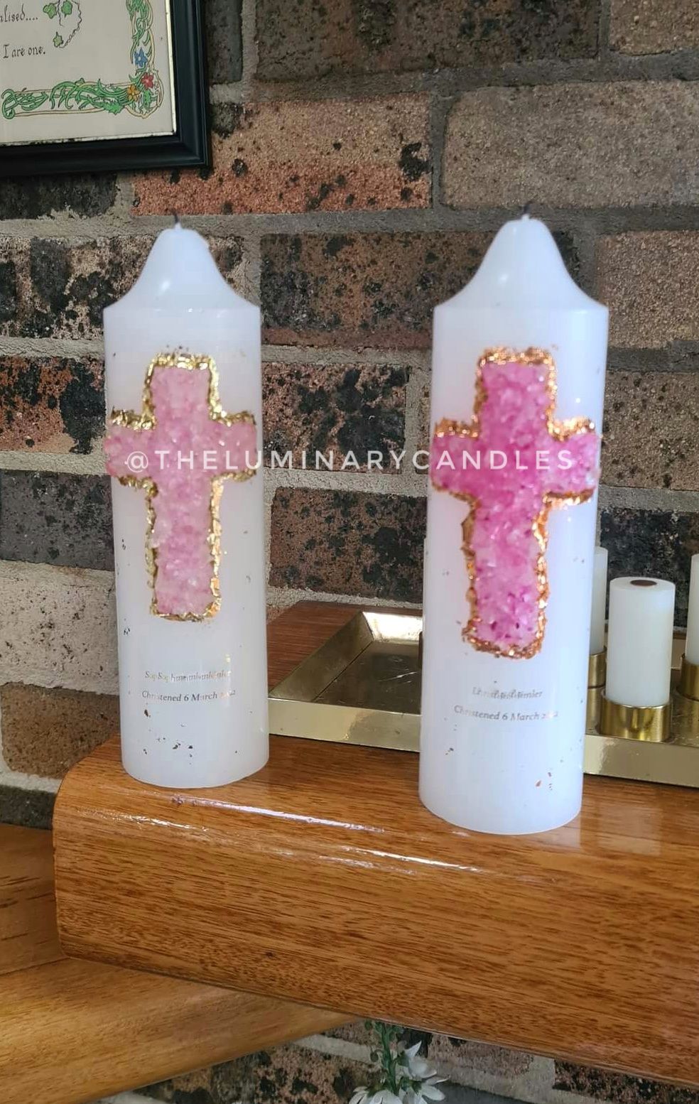 Baptism and Holy Communion Custom Candles - Crystal Candy Cross