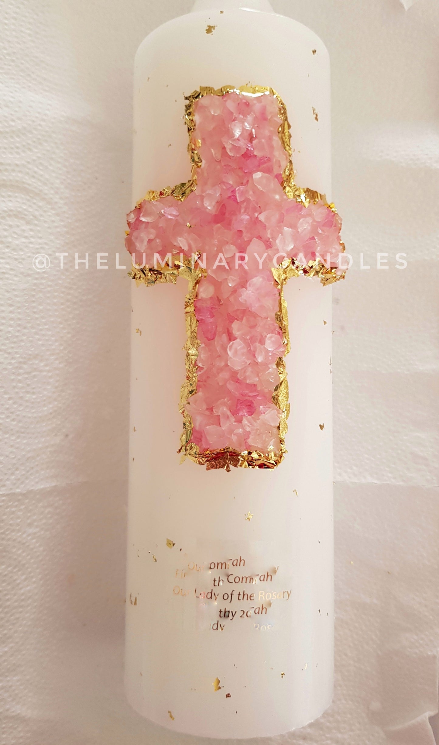 Baptism and Holy Communion Custom Candles - Crystal Candy Cross