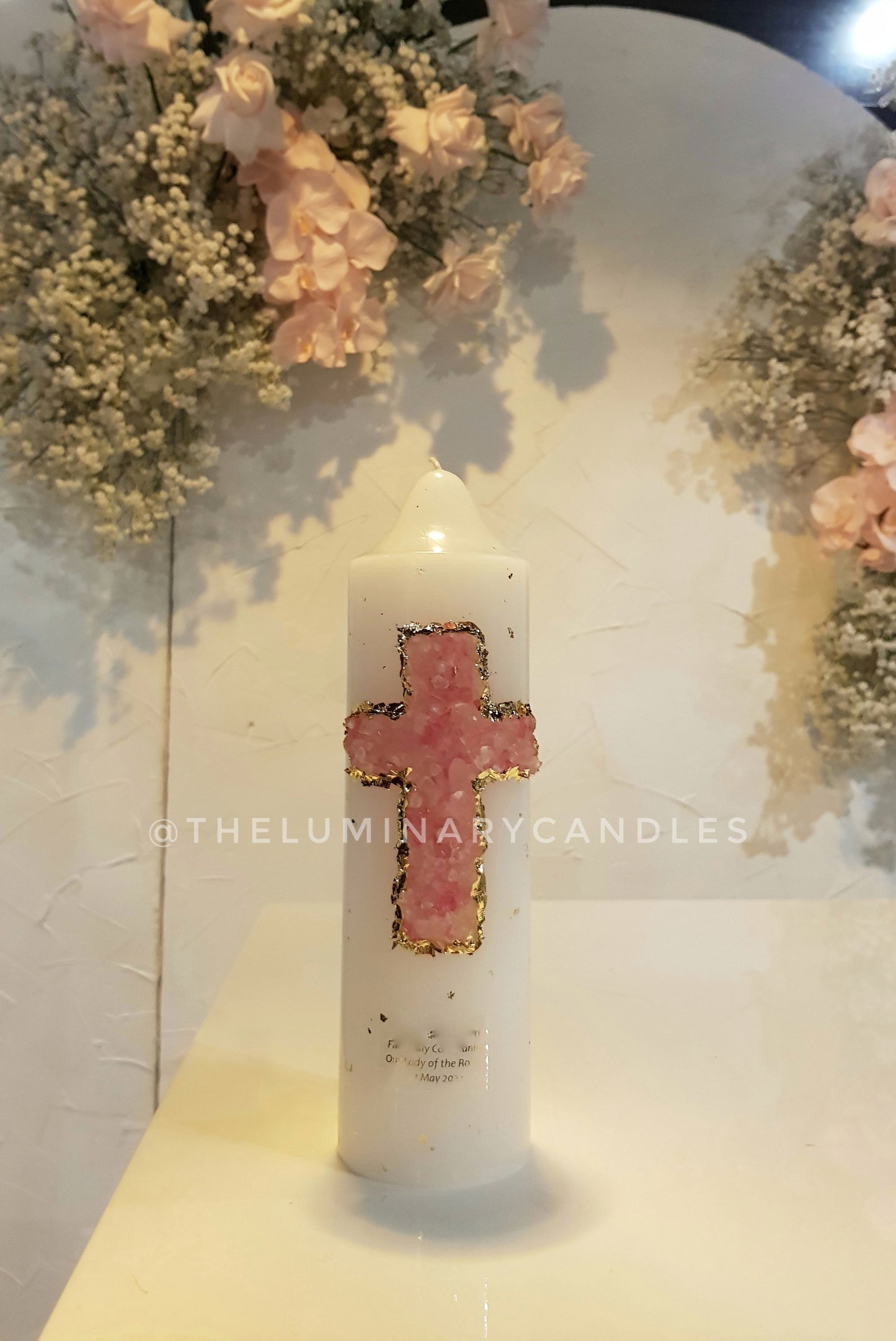 Baptism and Holy Communion Custom Candles - Crystal Candy Cross