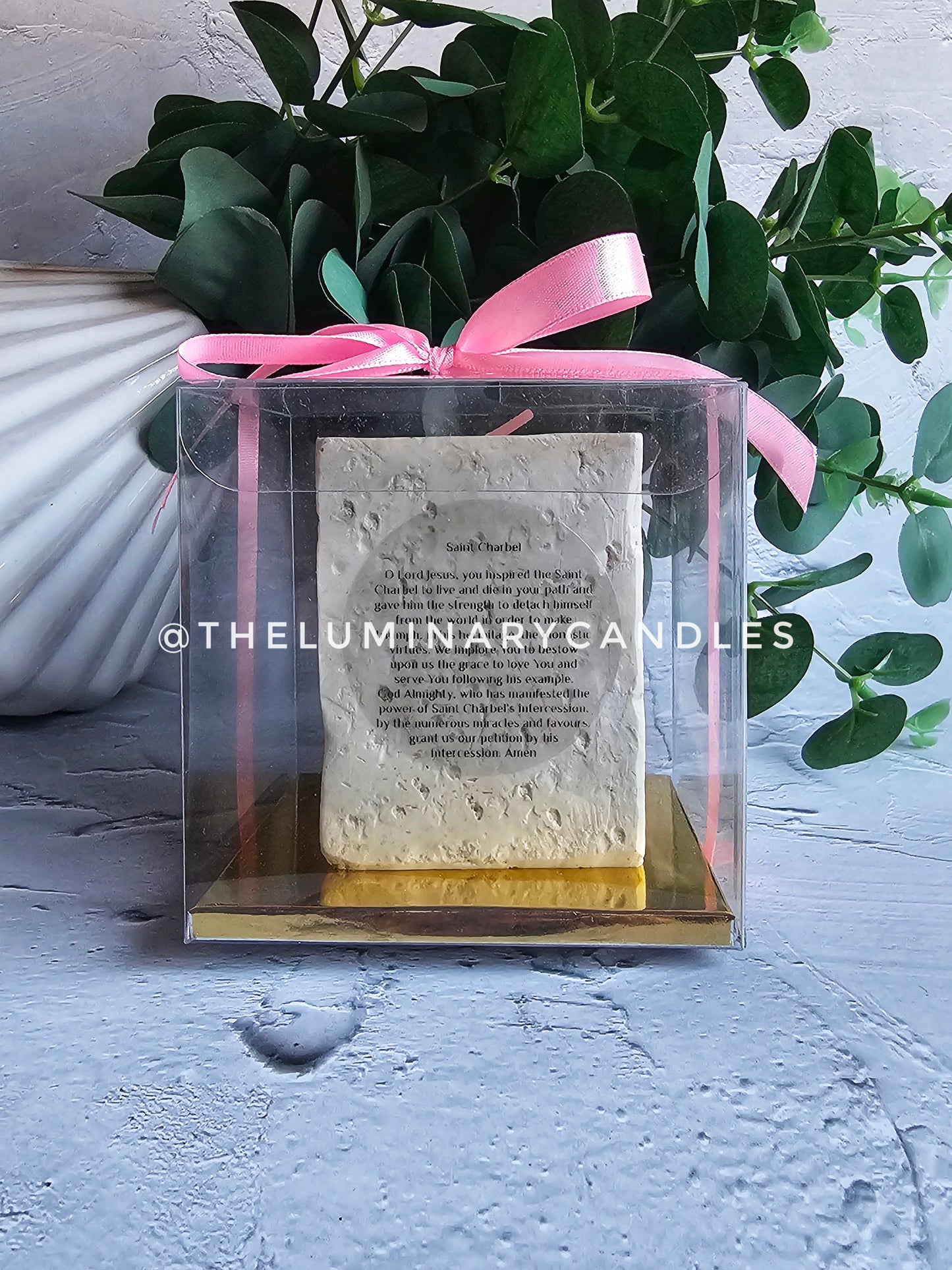 Saint Charbel tea light holder - Gold halo