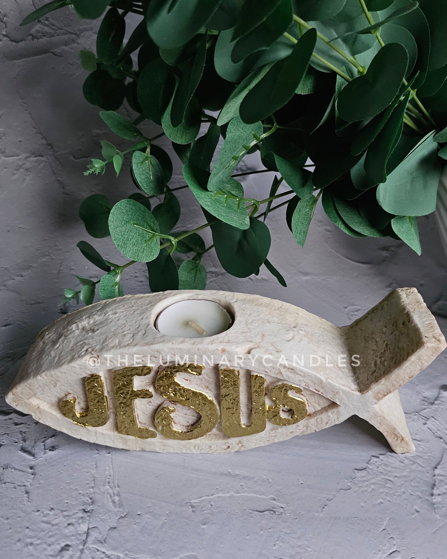 Jesus Ichthys fish tea light holder