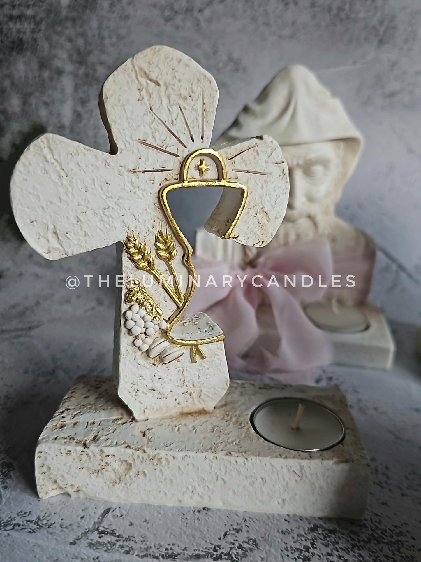 Holy Communion Cross Tea Light Candle Holder