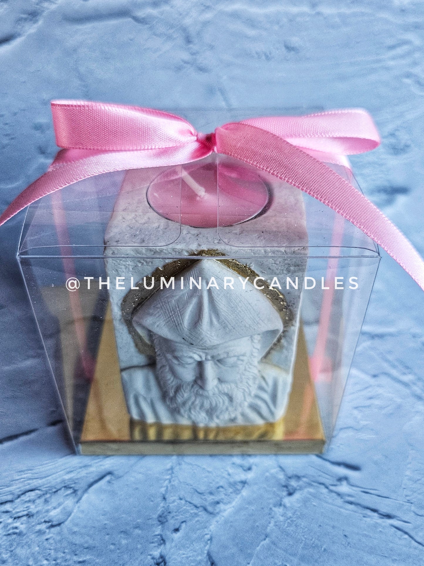 Saint Charbel tea light holder - Gold halo