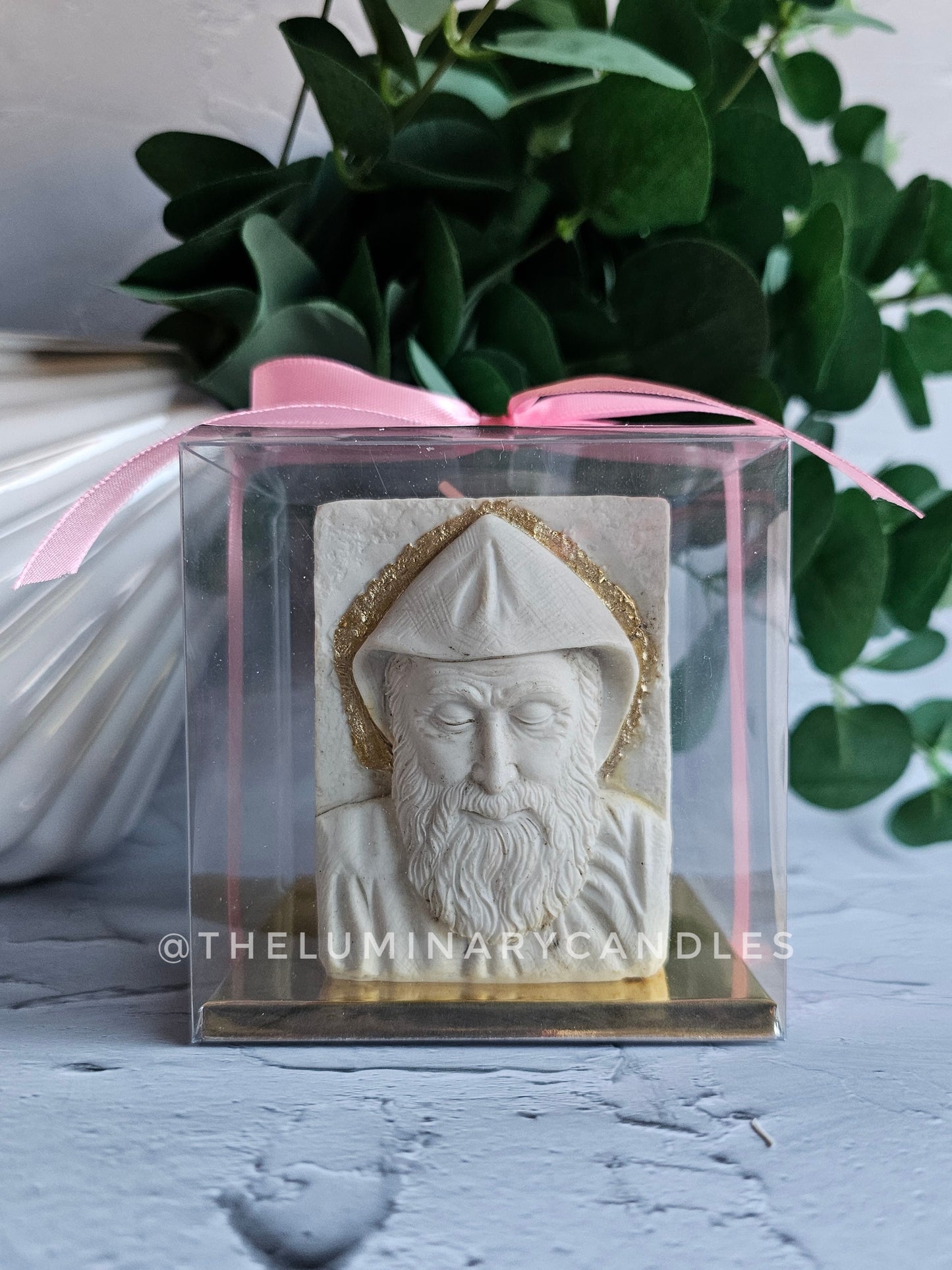 Saint Charbel tea light holder - Gold halo