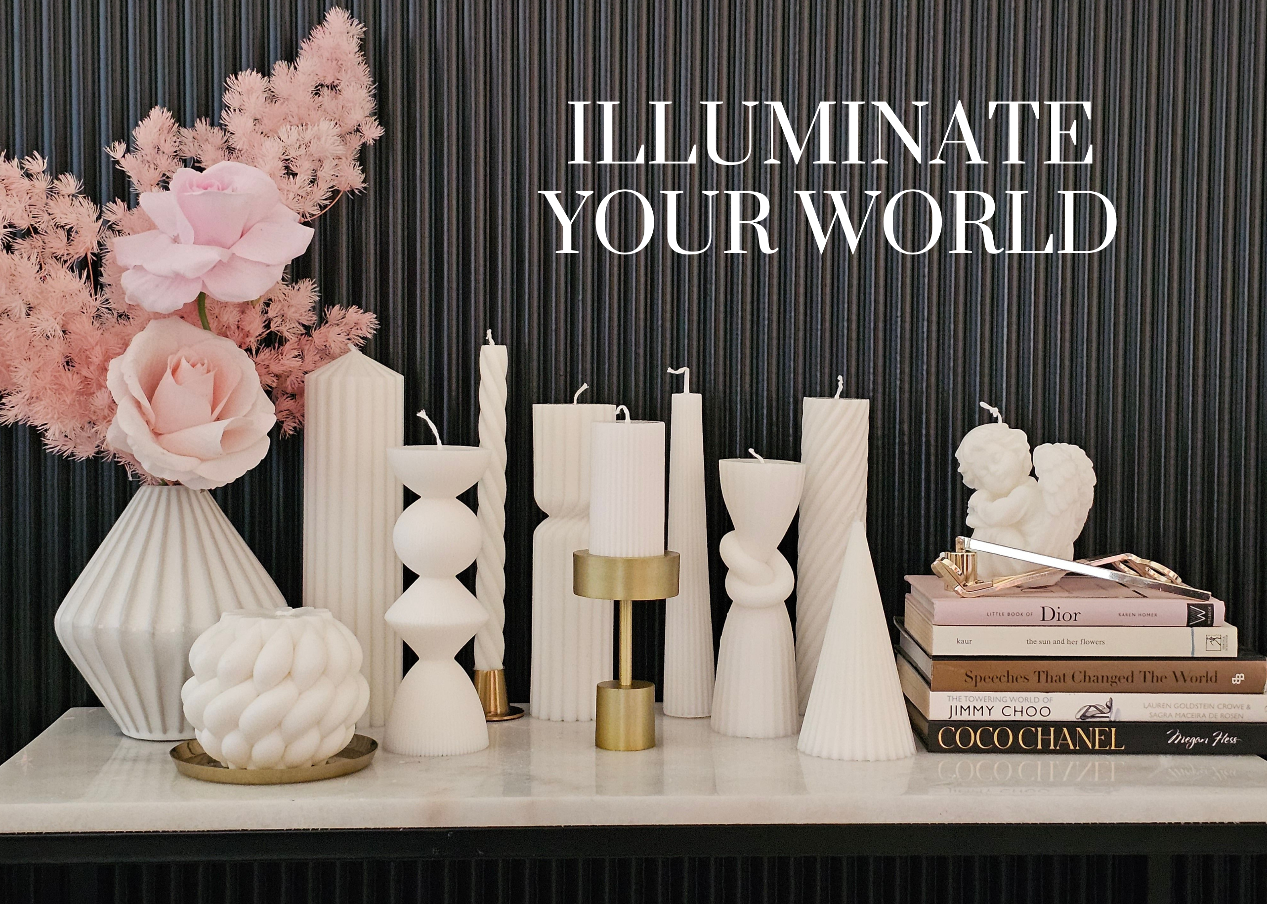 Collection of candles offered by The Luminary Candles