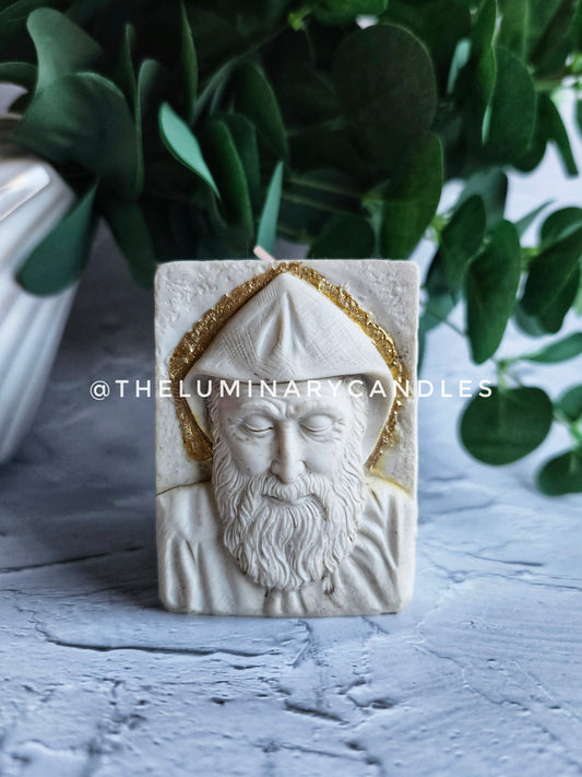 Saint Charbel tea light holder - Gold halo