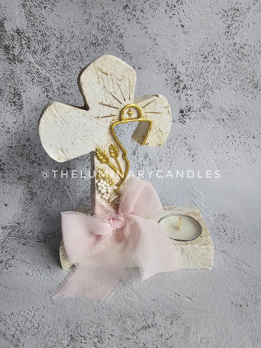 Holy Communion Cross Tea Light Candle Holder
